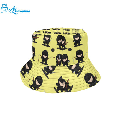 Cute ninja yellow background Unisex Bucket Hat