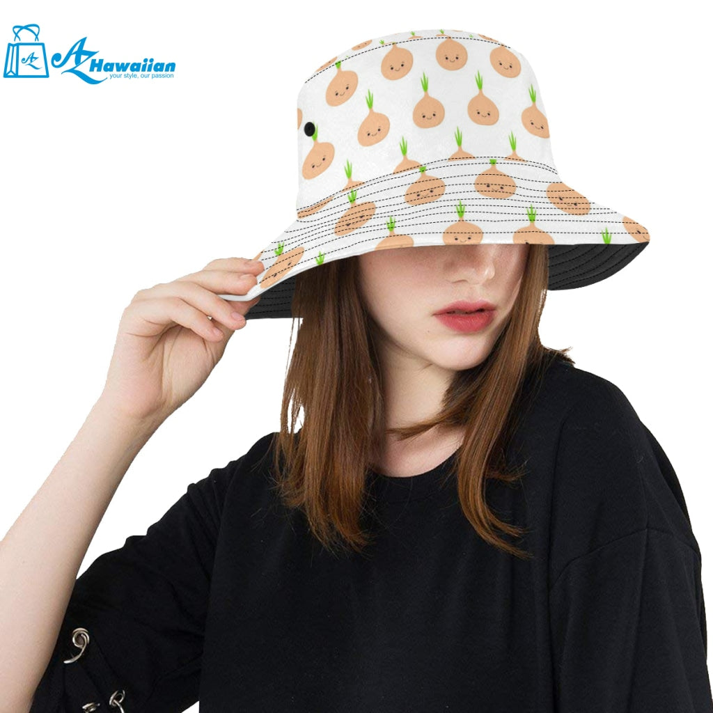 cute onions smiling faces Unisex Bucket Hat