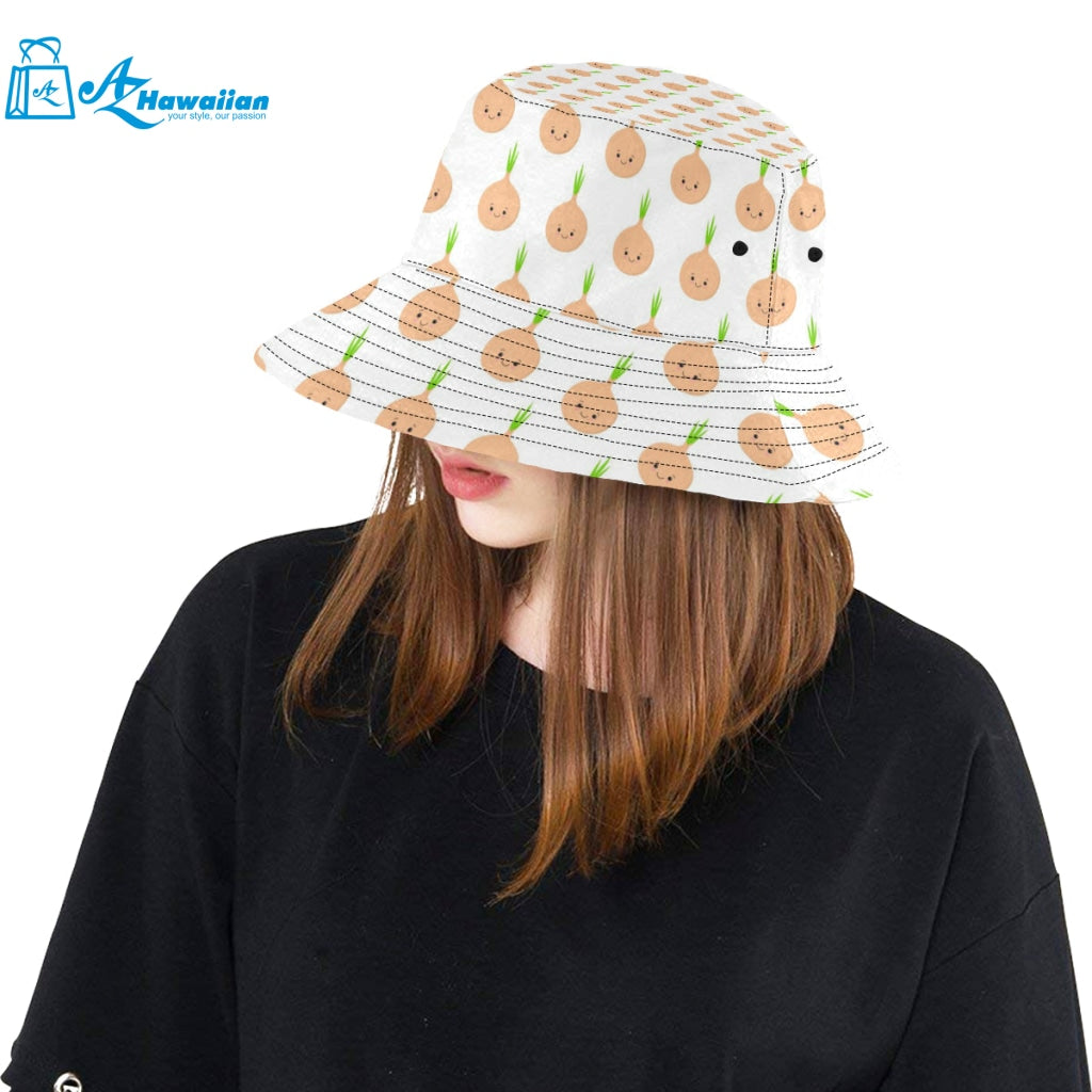 cute onions smiling faces Unisex Bucket Hat