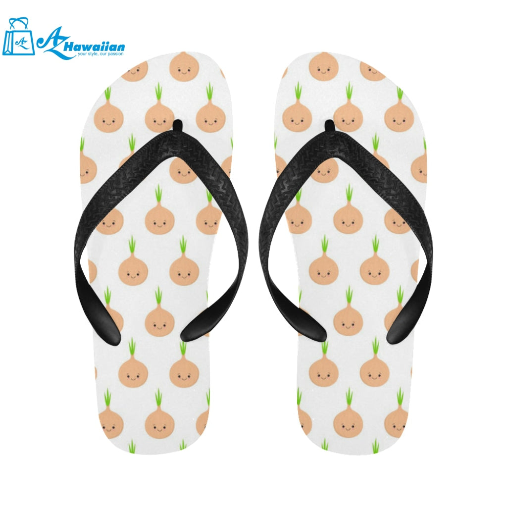 cute onions smiling faces Unisex Flip Flops