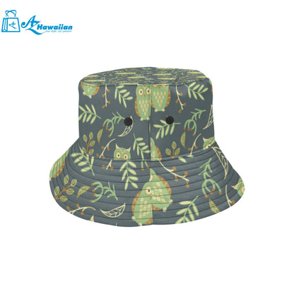 Cute owls leaves pattern Unisex Bucket Hat