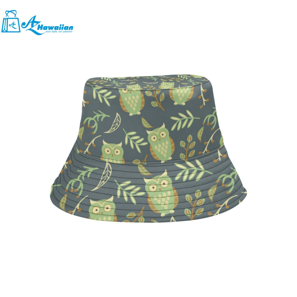 Cute owls leaves pattern Unisex Bucket Hat