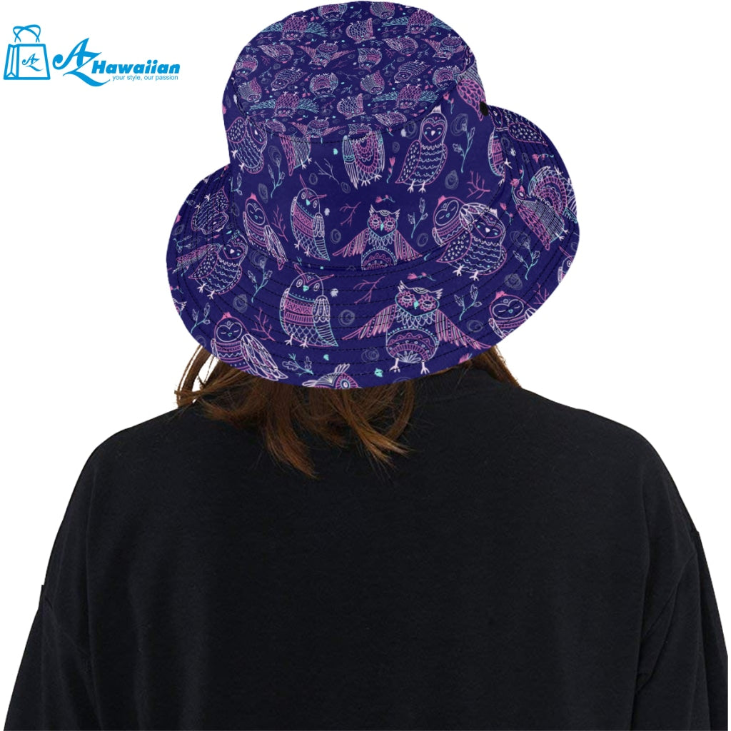 Cute owls pattern boho style ornament Unisex Bucket Hat