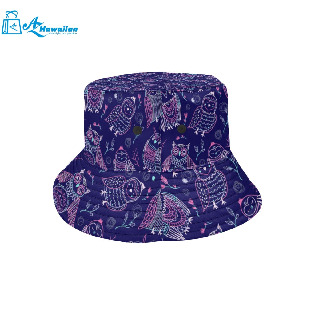 Cute owls pattern boho style ornament Unisex Bucket Hat