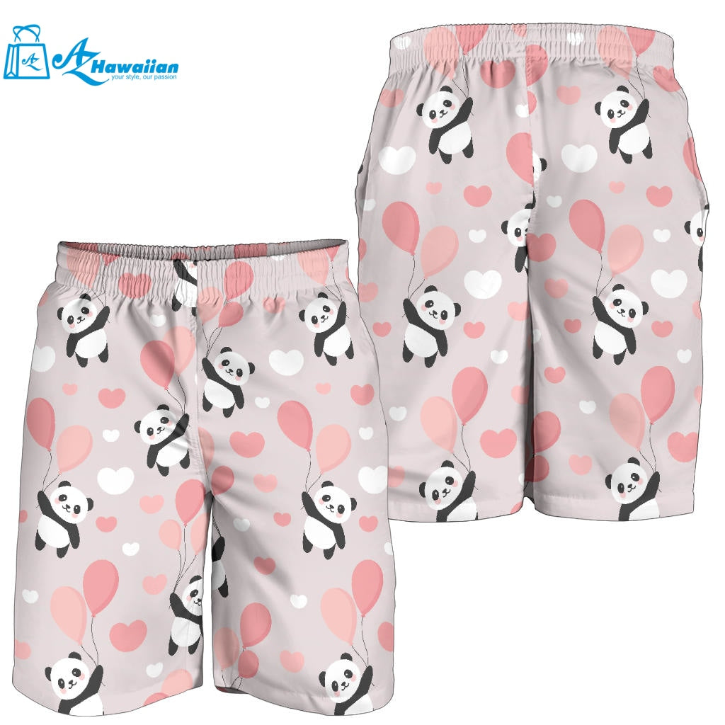 Cute Panda Ballon Heart Pattern Men Shorts