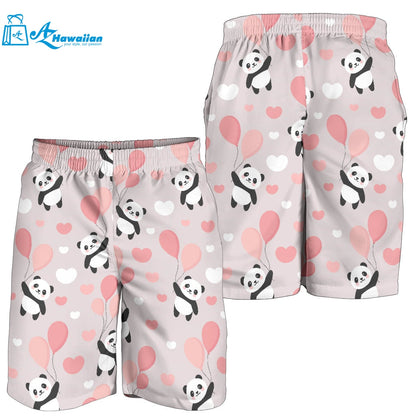 Cute Panda Ballon Heart Pattern Men Shorts