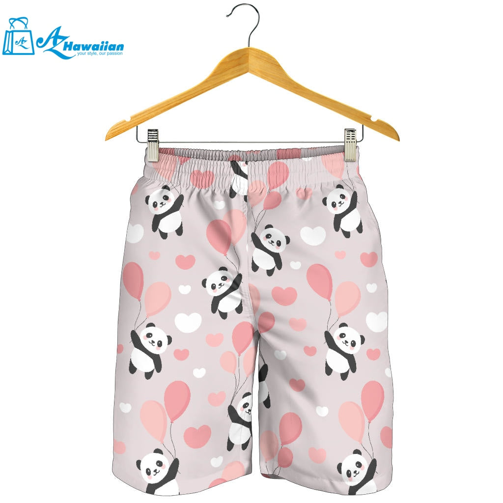 Cute Panda Ballon Heart Pattern Men Shorts