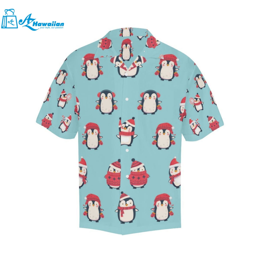 Cute Penguin Christmas Design Pattern Mens All Over Print Hawaiian Shirt