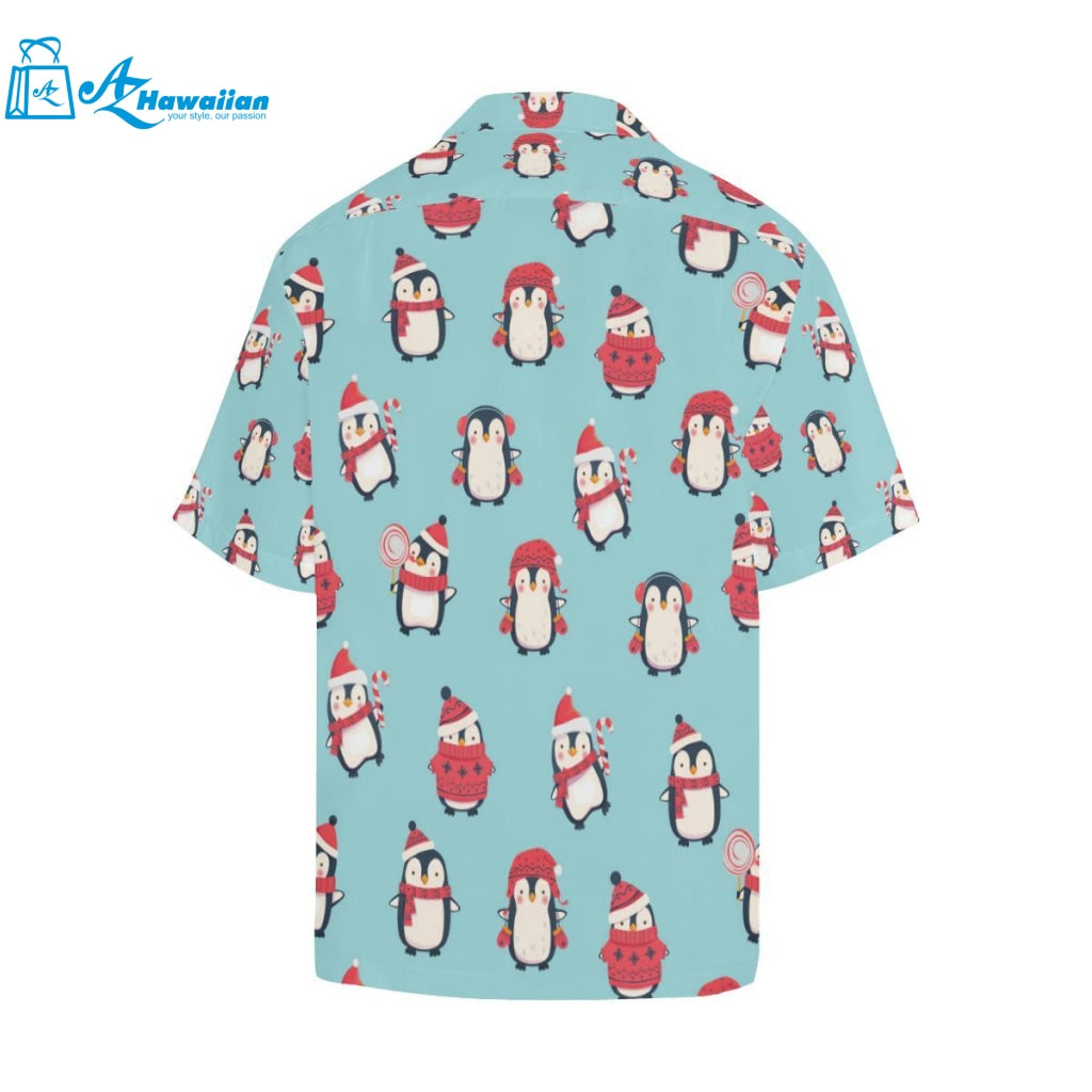 Cute Penguin Christmas Design Pattern Mens All Over Print Hawaiian Shirt