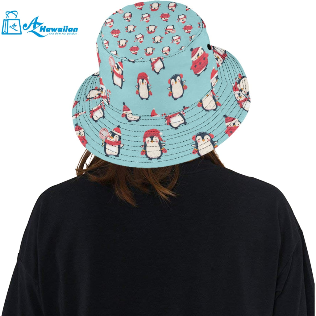 Cute penguin christmas design pattern Unisex Bucket Hat