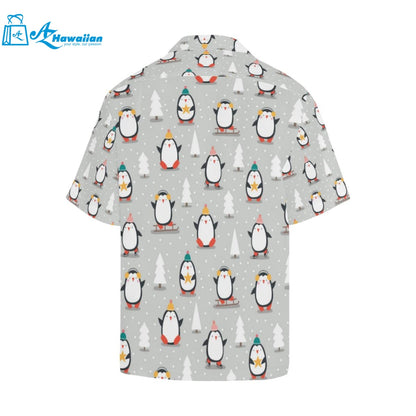 Cute Penguin Christmas Pattern Mens All Over Print Hawaiian Shirt