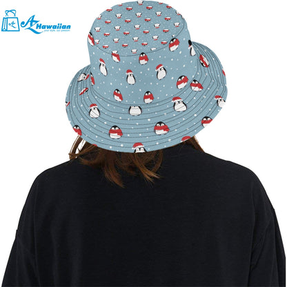 Cute penguin christmas snow pattern Unisex Bucket Hat