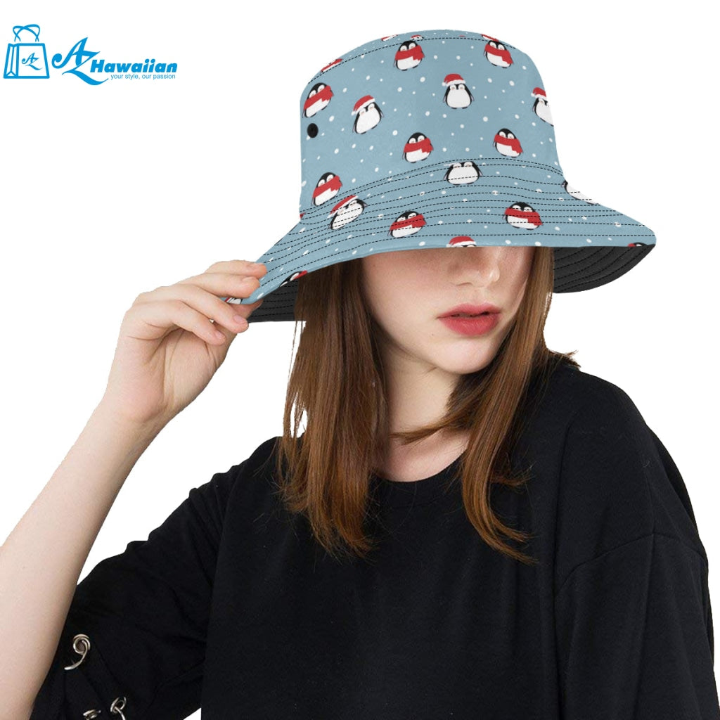 Cute penguin christmas snow pattern Unisex Bucket Hat