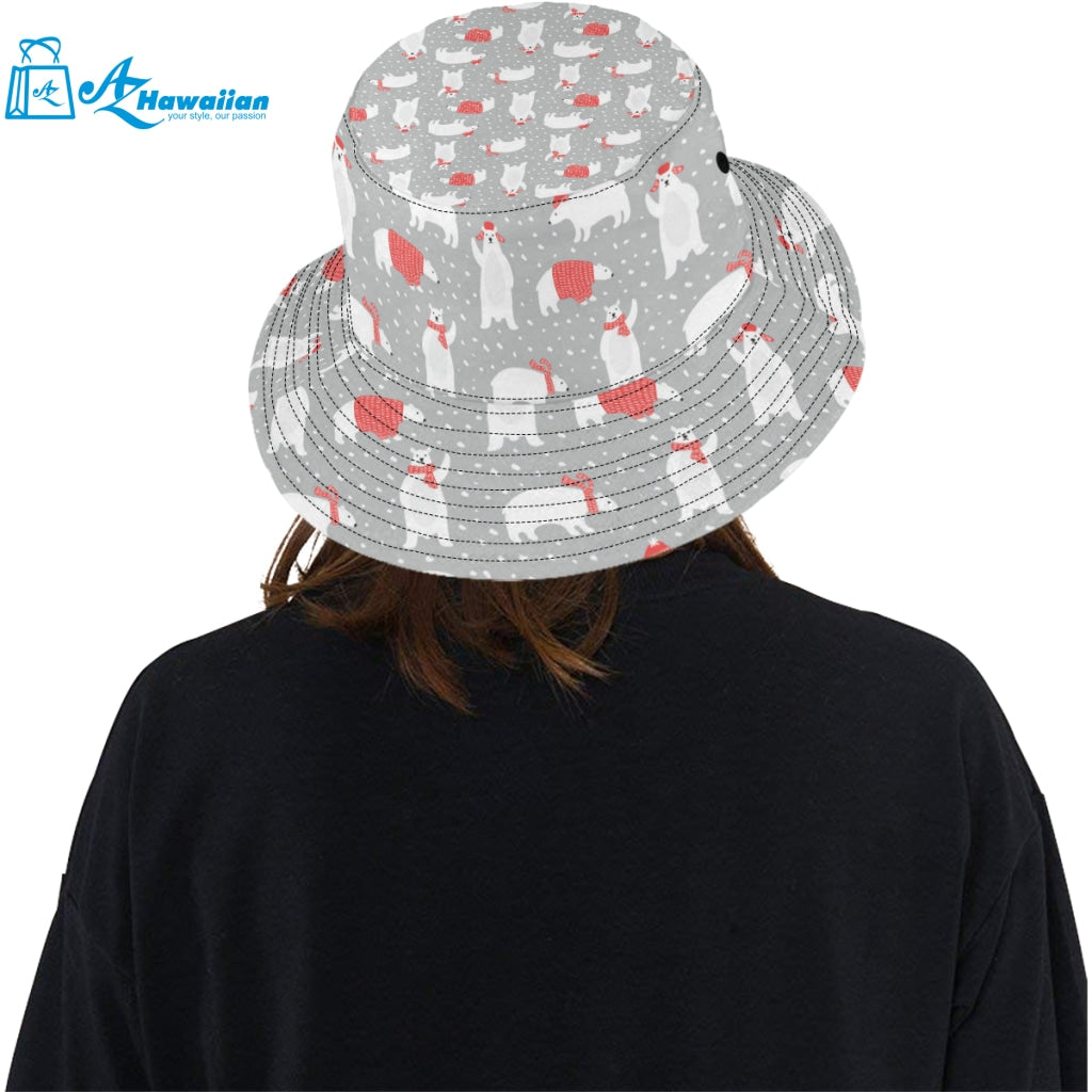 Cute polar bear christmas snow pattern Unisex Bucket Hat