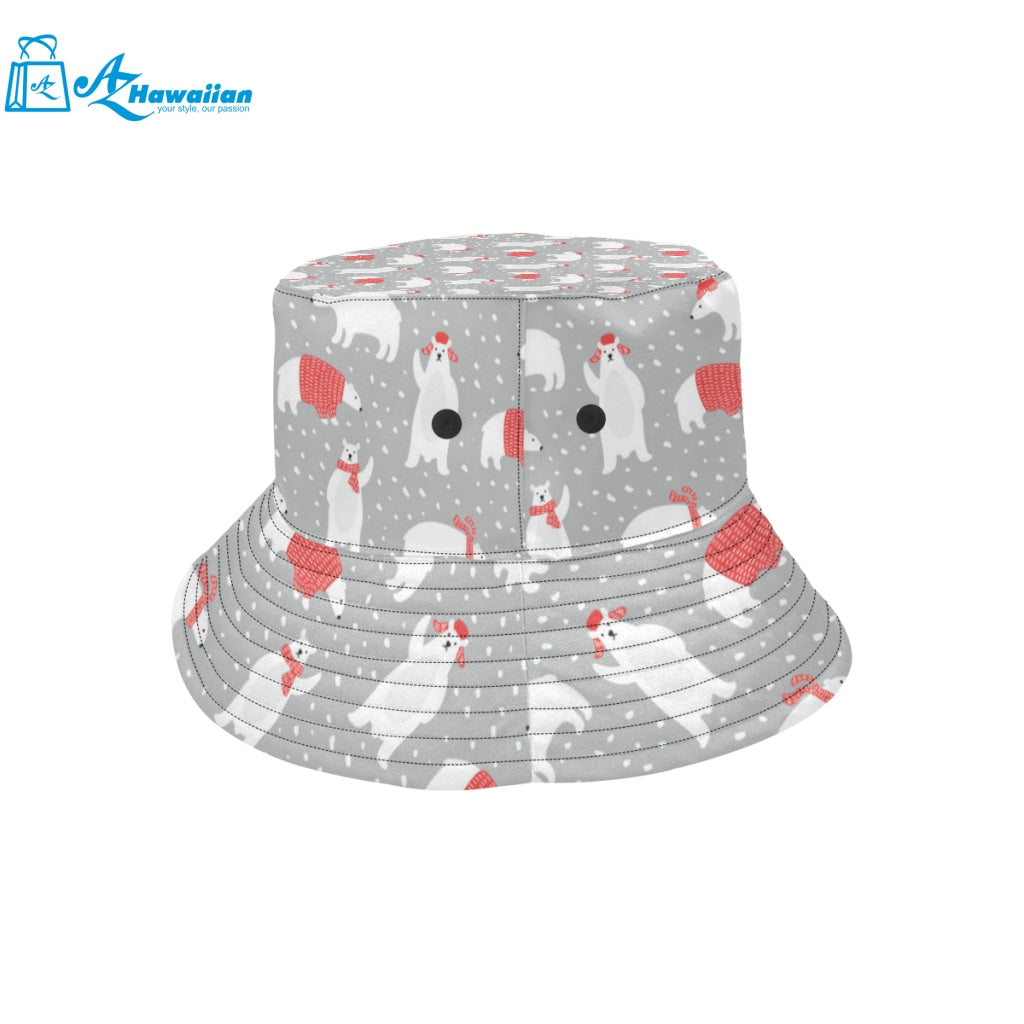 Cute polar bear christmas snow pattern Unisex Bucket Hat