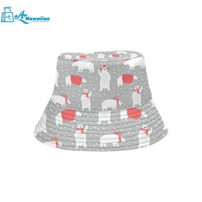 Cute polar bear christmas snow pattern Unisex Bucket Hat