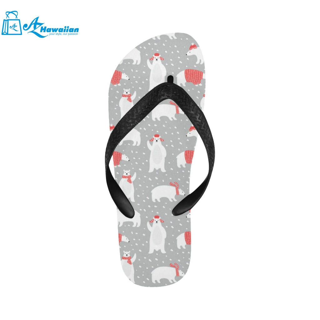 Cute polar bear christmas snow pattern Unisex Flip Flops