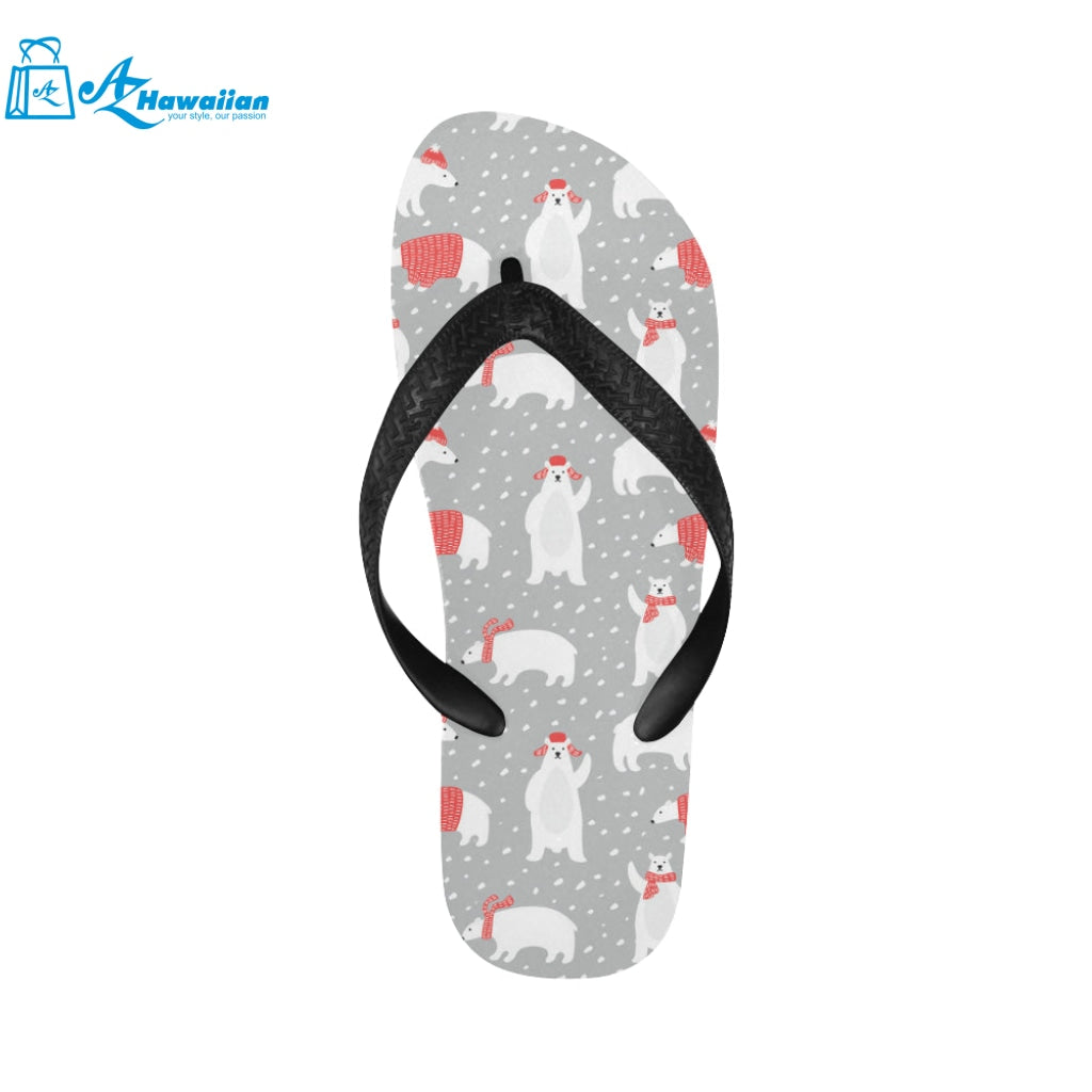 Cute polar bear christmas snow pattern Unisex Flip Flops