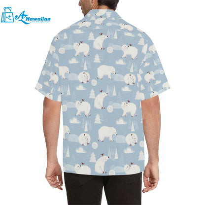 Cute Polar Bears Christmas Decoration Pattern Mens All Over Print Hawaiian Shirt