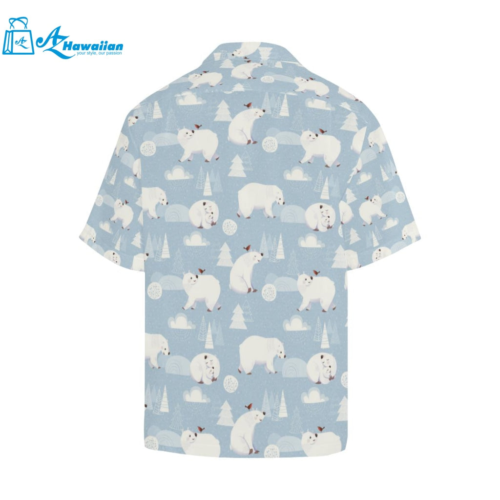 Cute Polar Bears Christmas Decoration Pattern Mens All Over Print Hawaiian Shirt