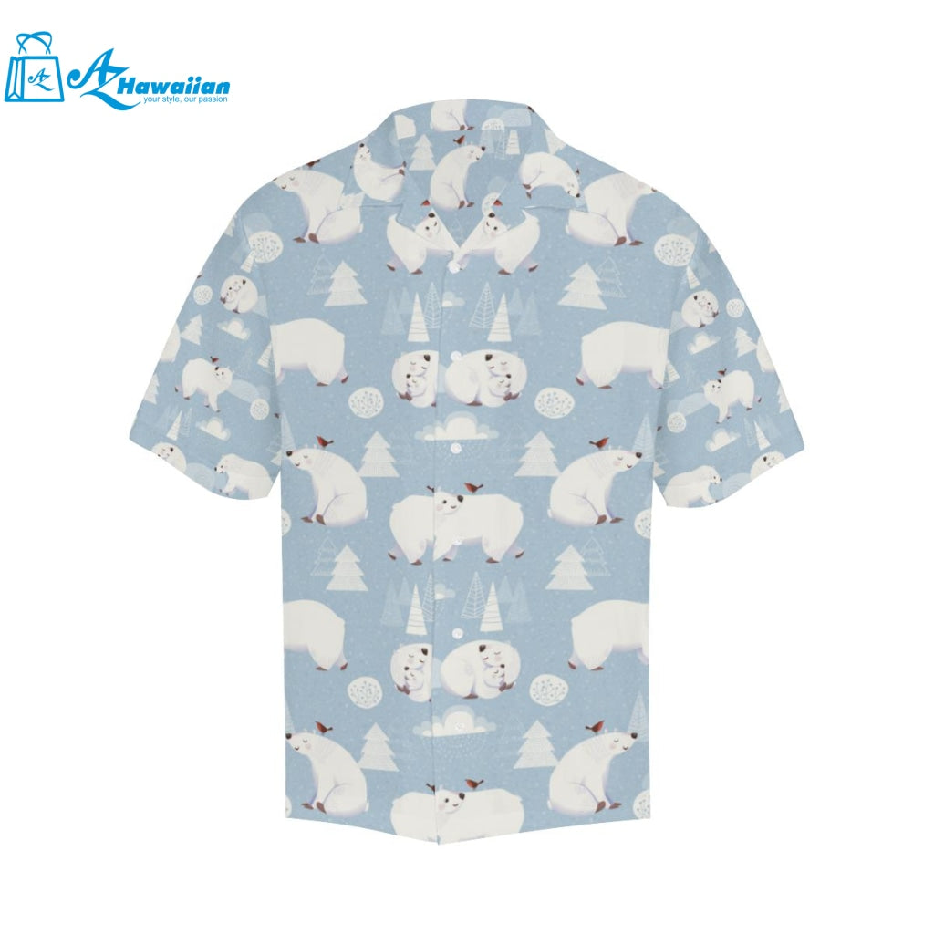 Cute Polar Bears Christmas Decoration Pattern Mens All Over Print Hawaiian Shirt