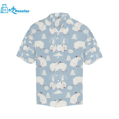 Cute Polar Bears Christmas Decoration Pattern Mens All Over Print Hawaiian Shirt