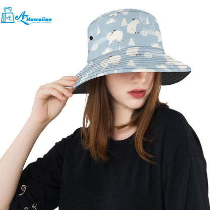 Cute polar bears Christmas decoration pattern Unisex Bucket Hat