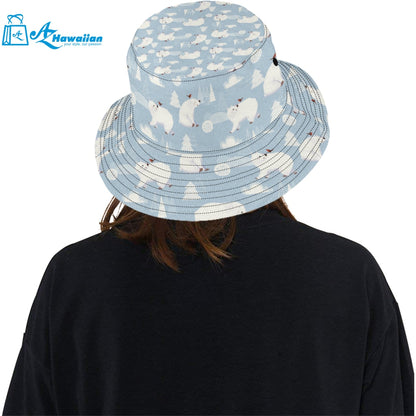 Cute polar bears Christmas decoration pattern Unisex Bucket Hat