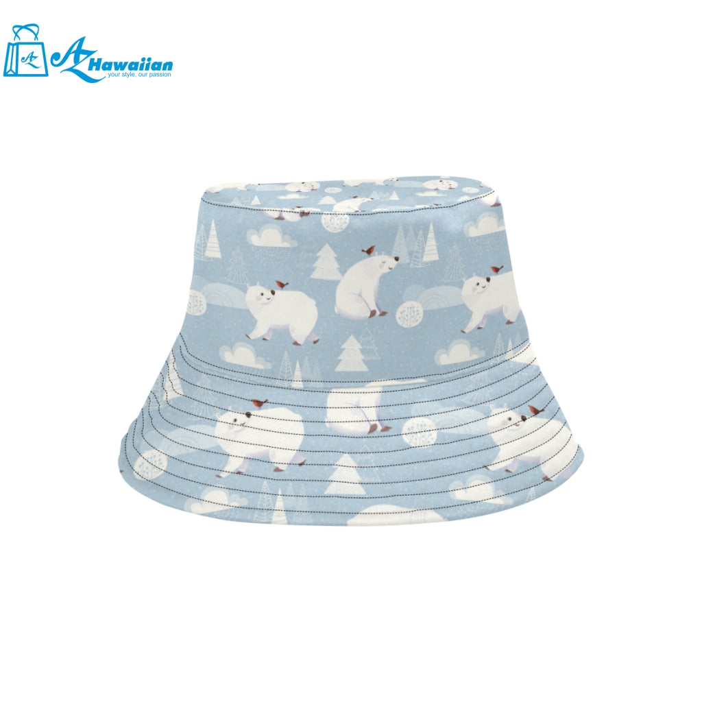 Cute polar bears Christmas decoration pattern Unisex Bucket Hat