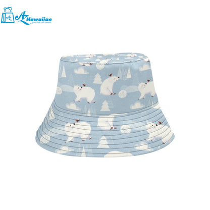 Cute polar bears Christmas decoration pattern Unisex Bucket Hat