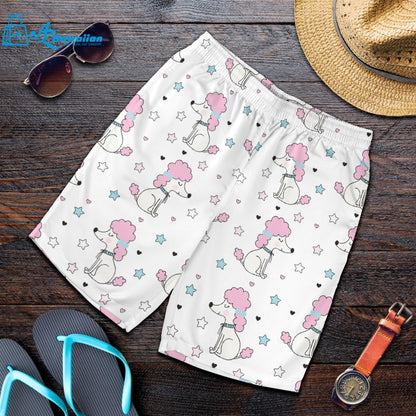 Cute Poodle Dog Star Pattern Men Shorts