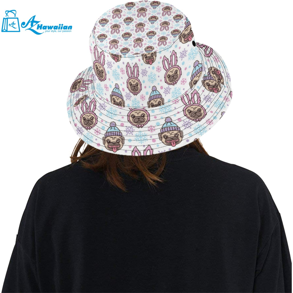 Cute pug hat rabbit costume pattern Unisex Bucket Hat