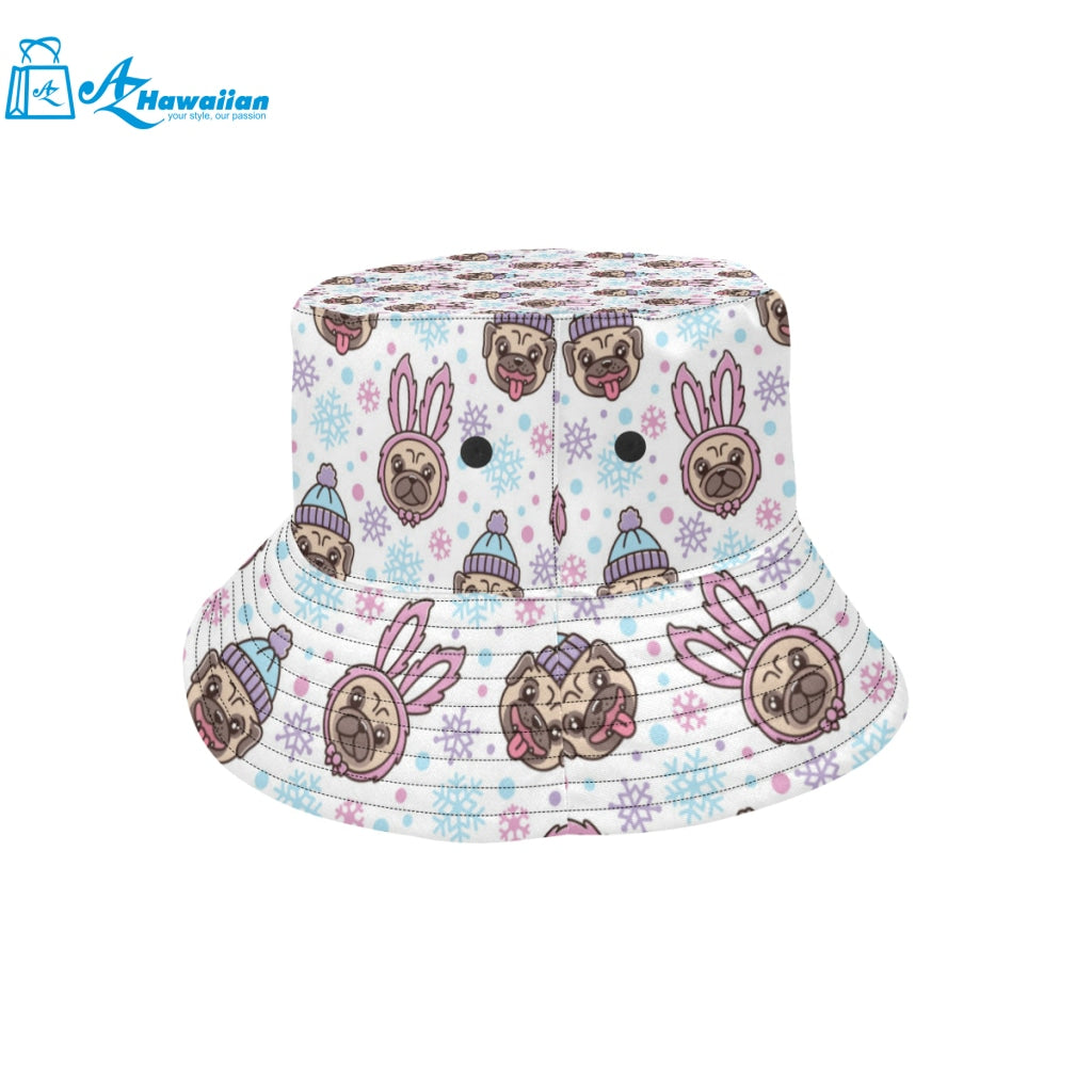 Cute pug hat rabbit costume pattern Unisex Bucket Hat