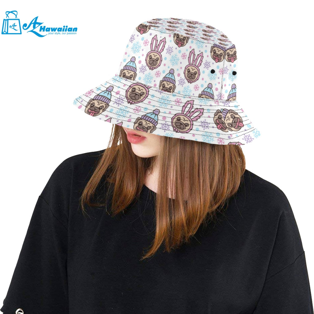 Cute pug hat rabbit costume pattern Unisex Bucket Hat