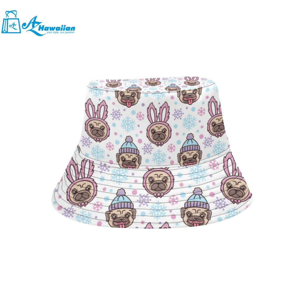 Cute pug hat rabbit costume pattern Unisex Bucket Hat