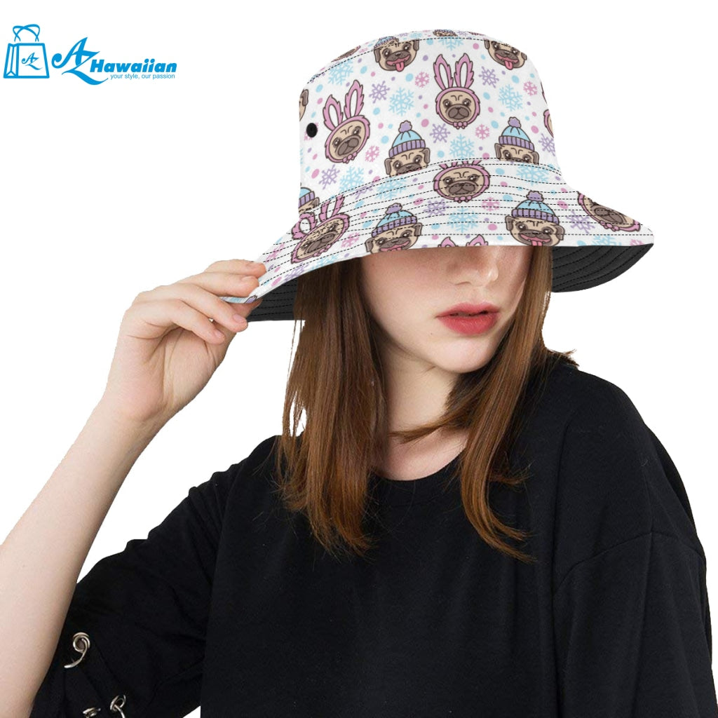 Cute pug hat rabbit costume pattern Unisex Bucket Hat