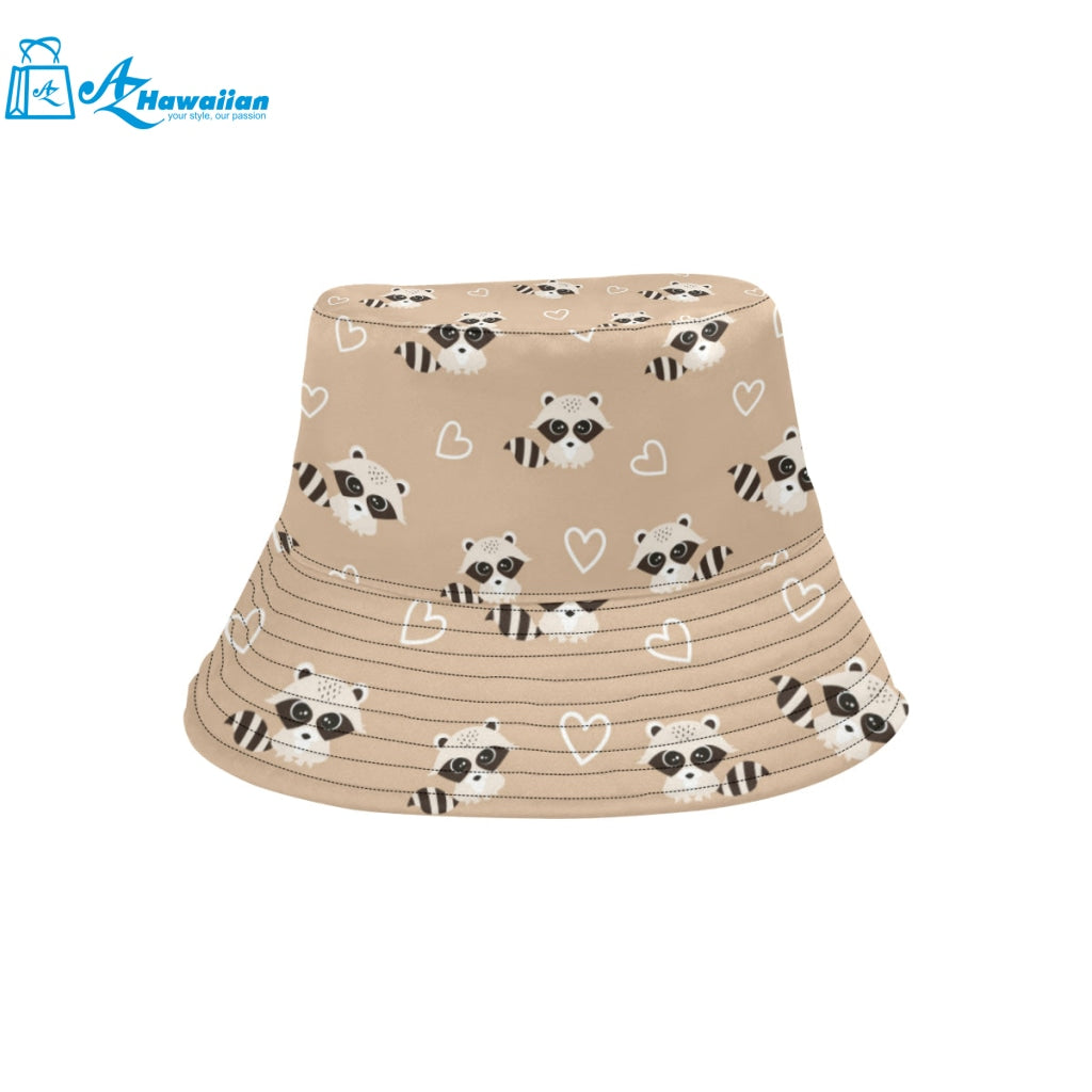 Cute raccoon heart pattern Unisex Bucket Hat