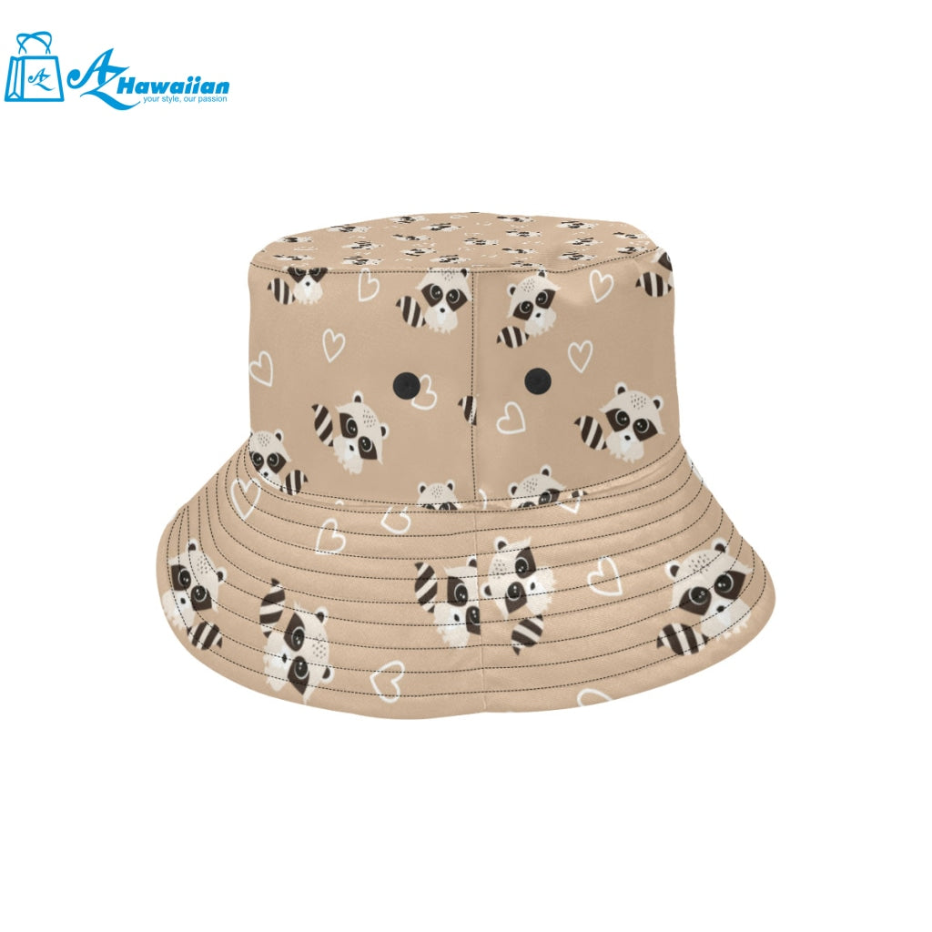 Cute raccoon heart pattern Unisex Bucket Hat