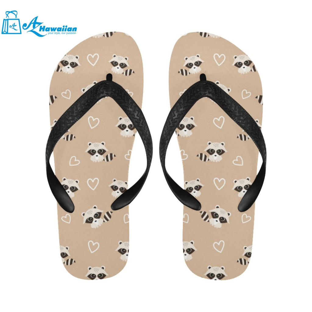 Cute raccoon heart pattern Unisex Flip Flops