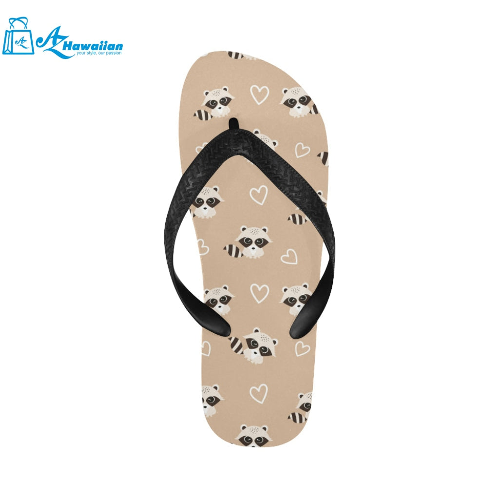 Cute raccoon heart pattern Unisex Flip Flops