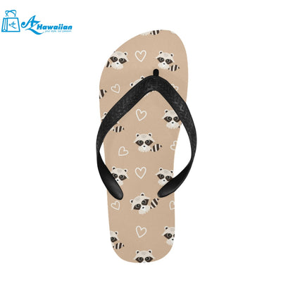 Cute raccoon heart pattern Unisex Flip Flops