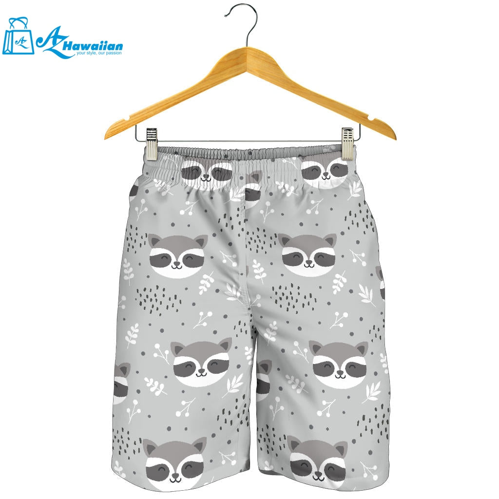 Cute Raccoons Leaves Dot Men Shorts