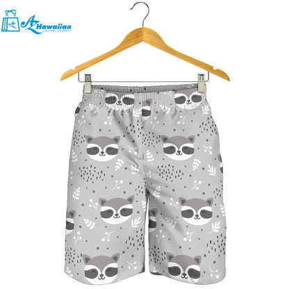 Cute Raccoons Leaves Dot Men Shorts