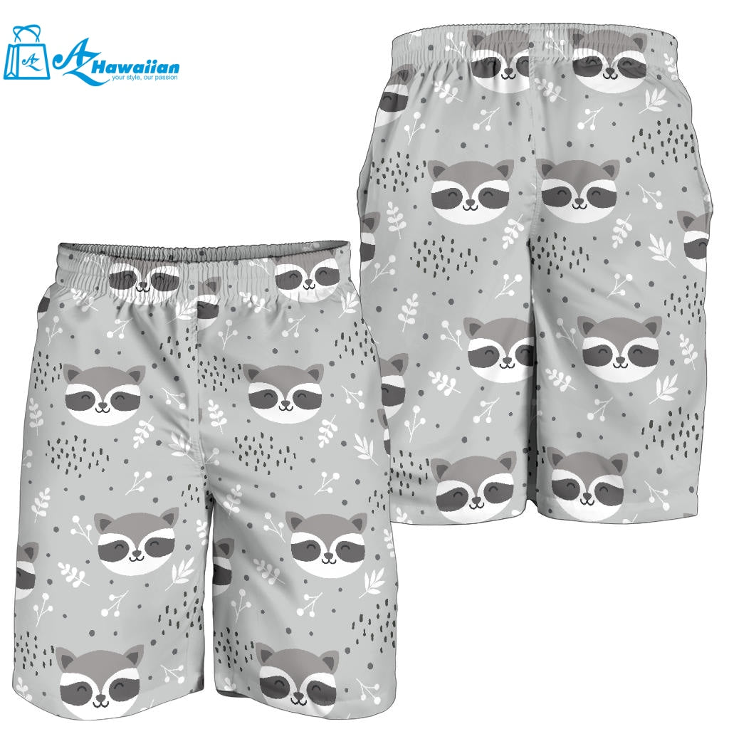 Cute Raccoons Leaves Dot Men Shorts