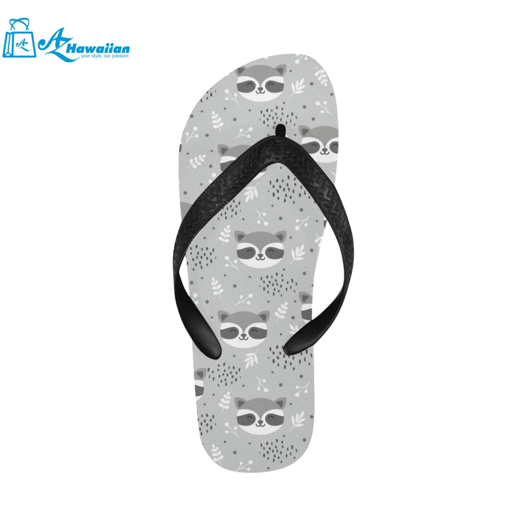 Cute raccoons leaves dot Unisex Flip Flops