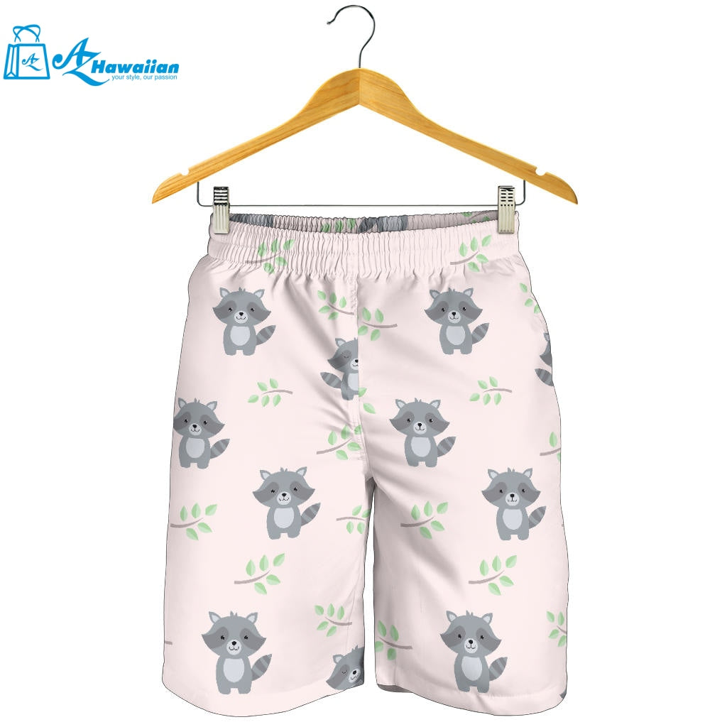 Cute Raccoons Leaves Pattern Men Shorts