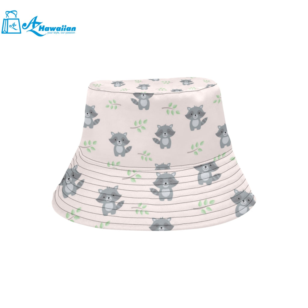 cute raccoons leaves pattern Unisex Bucket Hat