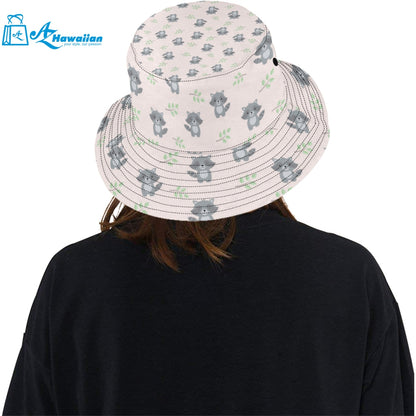 cute raccoons leaves pattern Unisex Bucket Hat