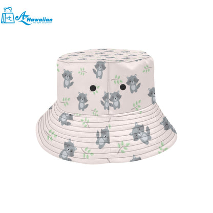 cute raccoons leaves pattern Unisex Bucket Hat