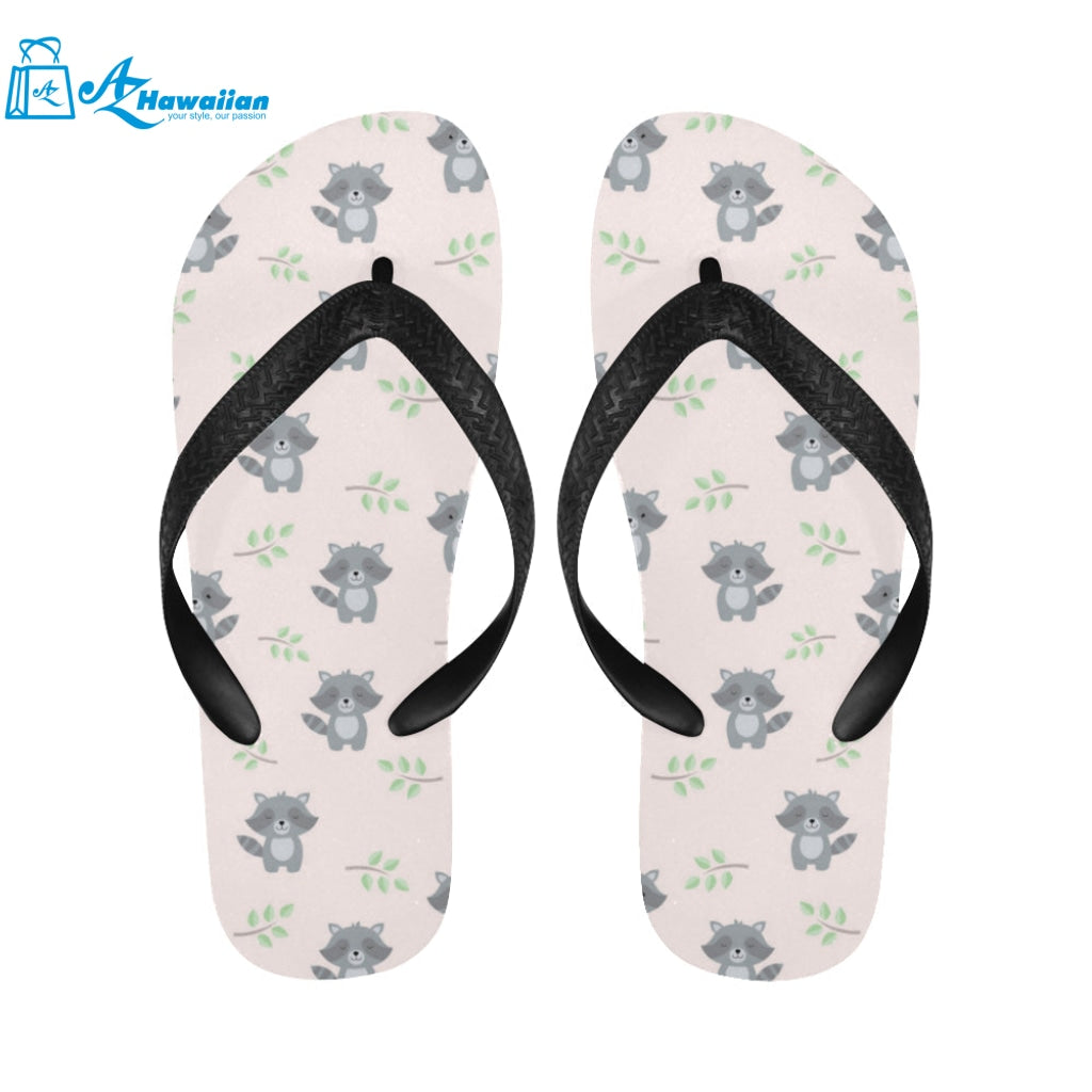 cute raccoons leaves pattern Unisex Flip Flops